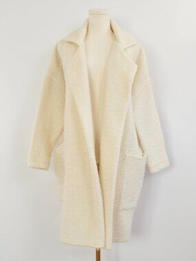 hackwith design house off white fuzzy teddy coat